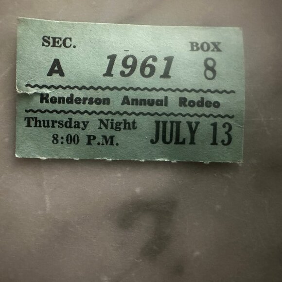 Vintage July 13, 1961 Henderson Annual Rodeo Henderson Texas Used Ticket Stub - Picture 4 of 8